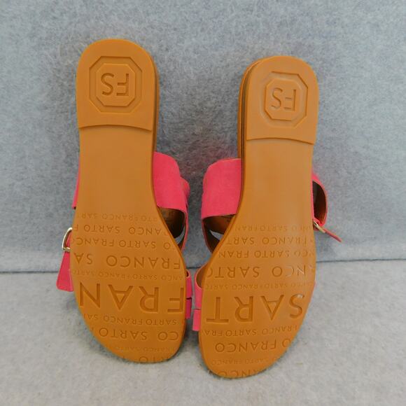 Franco Sarto Gia Pink Suede Leather Sandal Flats Women Adjustable Strap Size 7 - Picture 8 of 9